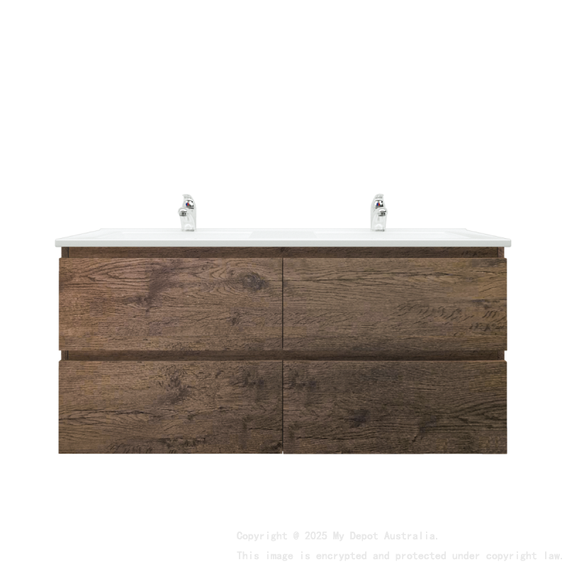 1200mm Dark Oak MDF Bathroom Vanity 4 Drawers Wall Hung Cabinet Only 