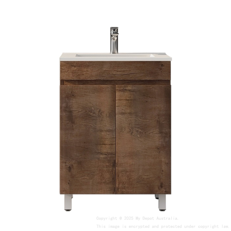 600mm Narrow Dark Oak MDF Bathroom Vanity 2 Doors Free Standing Cabinet Only