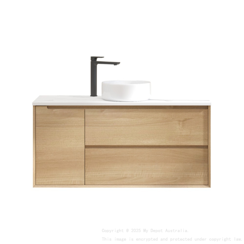 1190x460x550mm Bell Collection Natural Oak 2R/DW 1L/DR Wall Hung Vanity