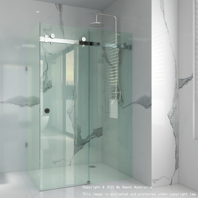 10mm Corner Frameless Shower Screens, L Shape, Sliding Door