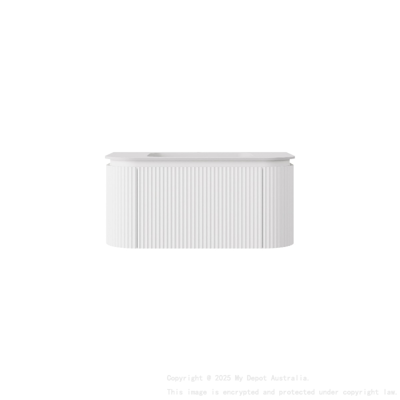 890x495x400mm Matte White Estella Modern Wall Hung Vanity PVC Cabinet Two Middle Drawer Plus Two Side Drawers 