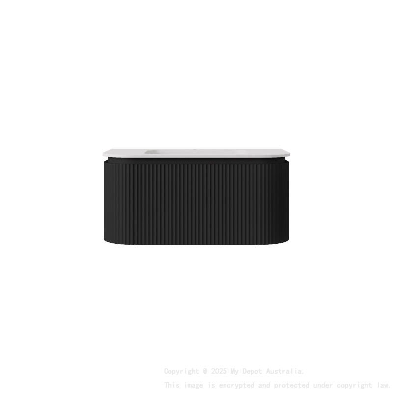 890x495x400mm Matte Black Estella Modern Wall Hung Vanity PVC Cabinet Two Middle Drawer Plus Two Side Drawers 