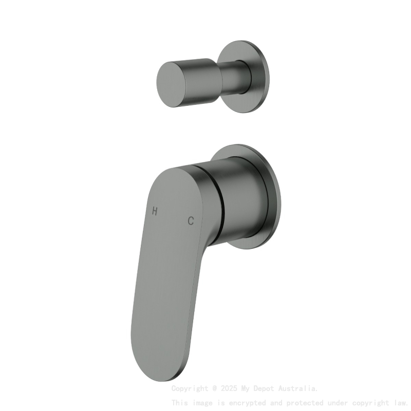 Sulu II Wall Diverter Mixer Trim Kits With Separate Cover Plate Gun Metal