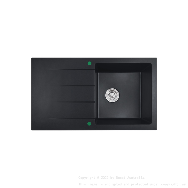 860*500*210mm Cora Black Granite Sink One Bowl With Drainer