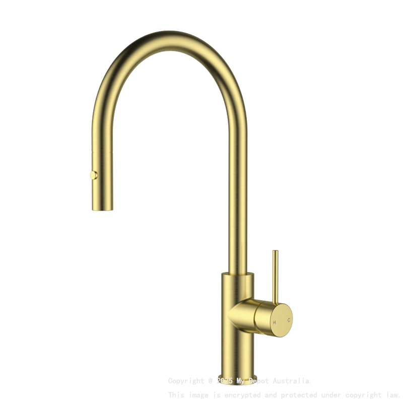 Otus Slimline SS Gooseneck Pull-Out Sink Mixer Brushed Gold