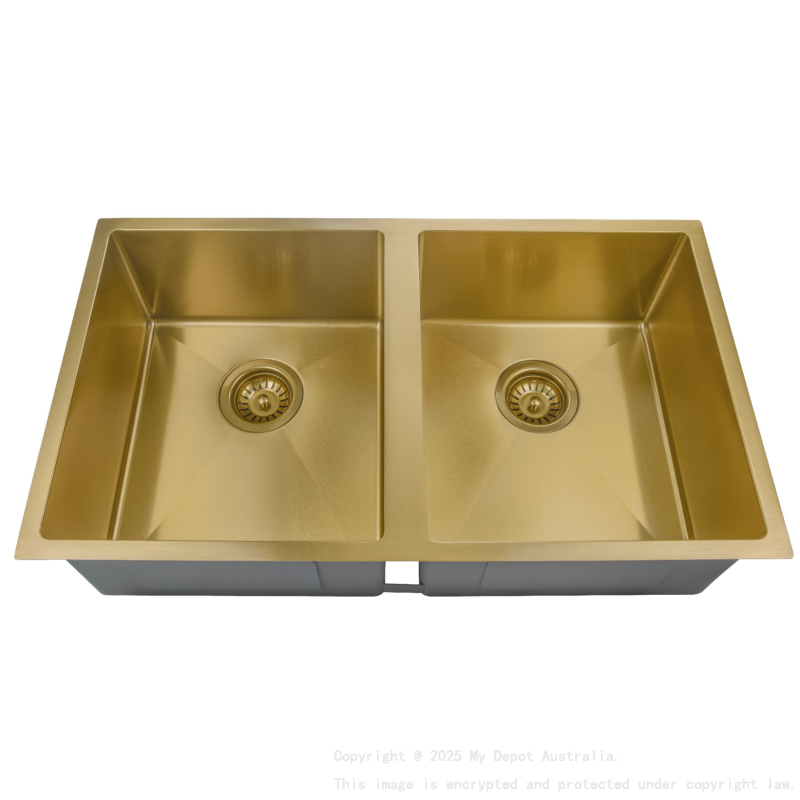 Stainless Steel Undermount Sink (R10 Corner) Brushed Gold