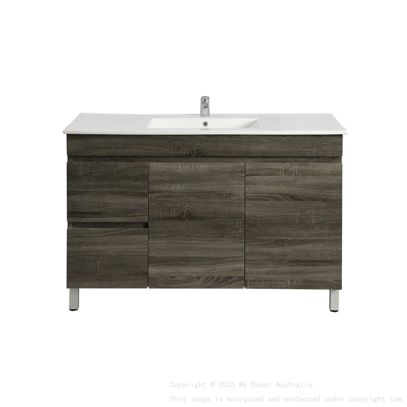 1200mm Dark Grey MDF Bathroom Vanity Left Drawers Free Standing Cabinet Only