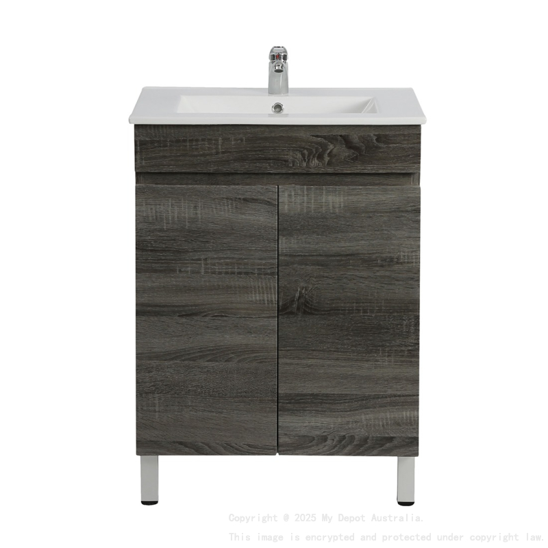 600mm Dark Grey MDF Bathroom Vanity 2 Doors Free Standing Cabinet Only