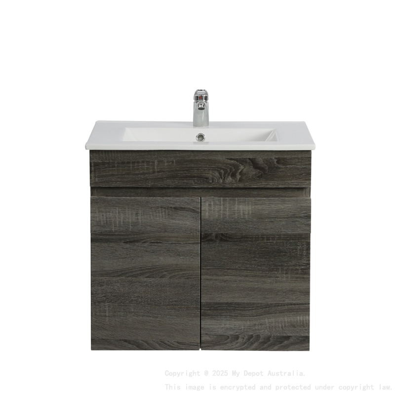 600mm Dark Grey MDF Bathroom Vanity 2 Doors Wall Hung Cabinet Only