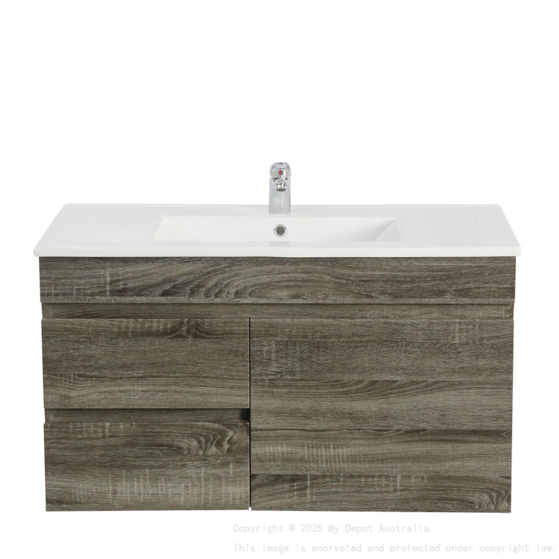 750mm Dark Grey MDF Bathroom Vanity Left Drawers Wall Hung Cabinet Only