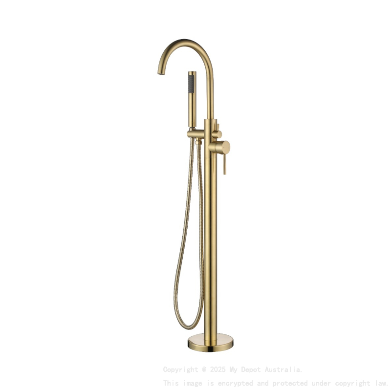 Otus Free Standing bath mixer with hand shower Brushed Gold