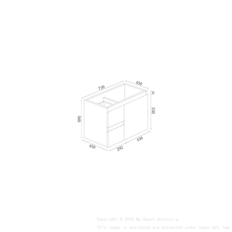 750*450*560mm Wall Hung Gloss White Vanity Cabinet Only Two Left Drawer