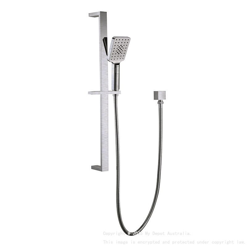 Eckig Brass Brushed Nickel Sliding Rail Shower 3 Spray Function Hand Shower Head