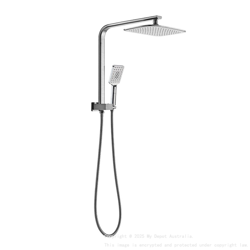 Kasten Brushed Nickel 3 Spray Hand Shower With Overhead Rain Shower Half Rail