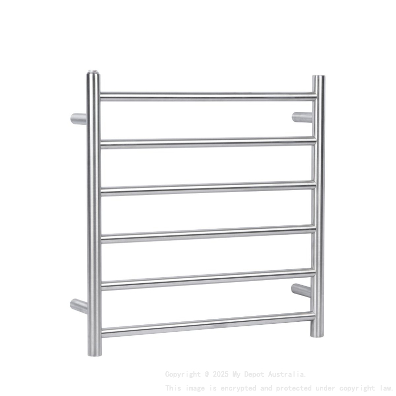 Brushed Nickel Black Electric Heated Towel Rack 6 Bars
