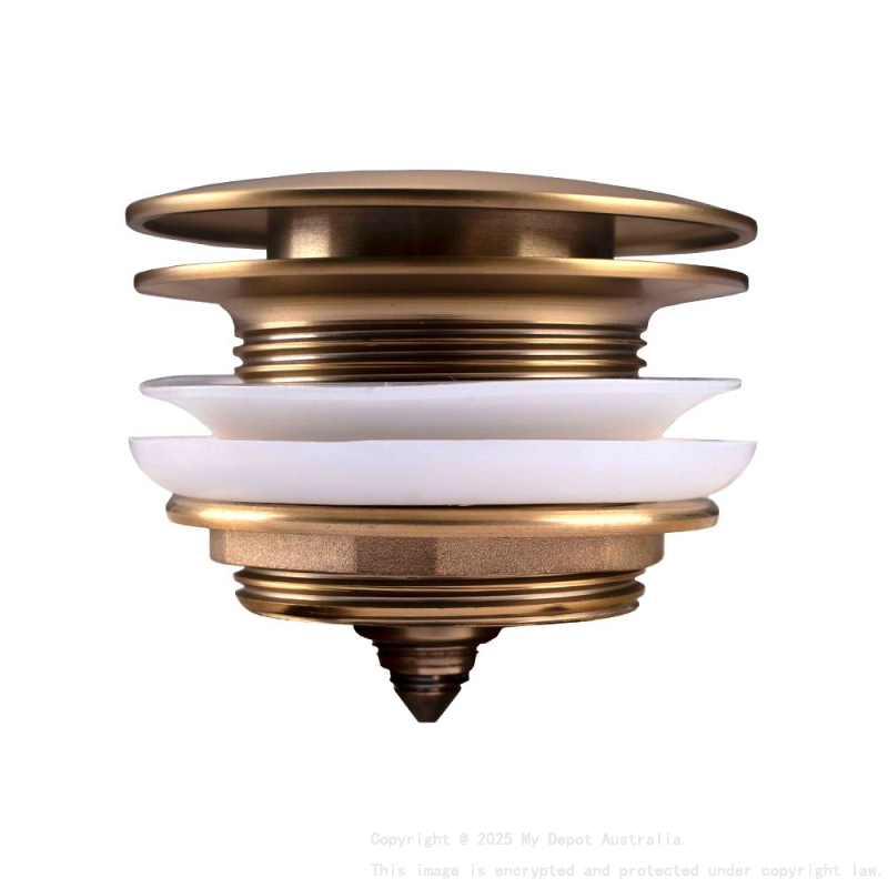 40mm Brushed Yellow Gold Solid Brass Bathtub Mushroom Pop Up Waste Drain NO Overflow