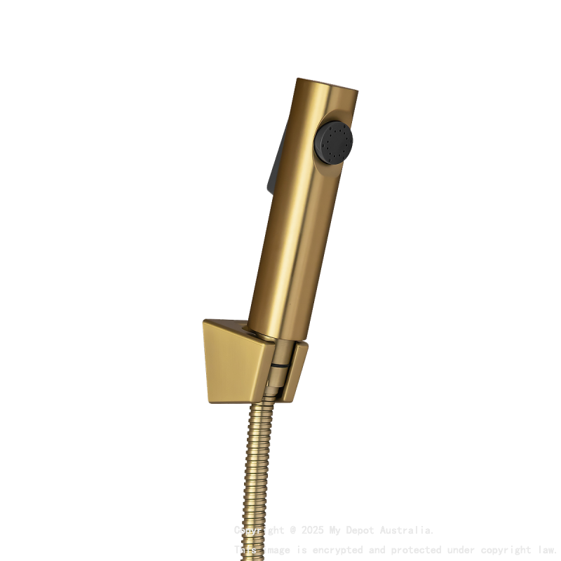Round Brushed Yellow Gold ABS Toilet Bidet Spray Kit With Stainless Steel Hose