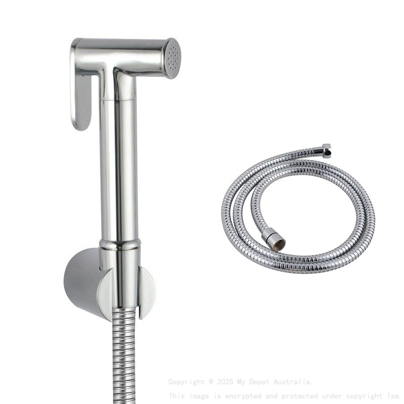 Round Brass Chrome Toilet Bidet Spray Kit With 1.2m Stainless Steel Hose