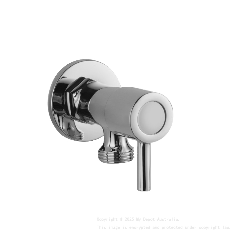 Round Chrome Brass 1/4 Turn Washing Machine Stop Tap Wall Mounted