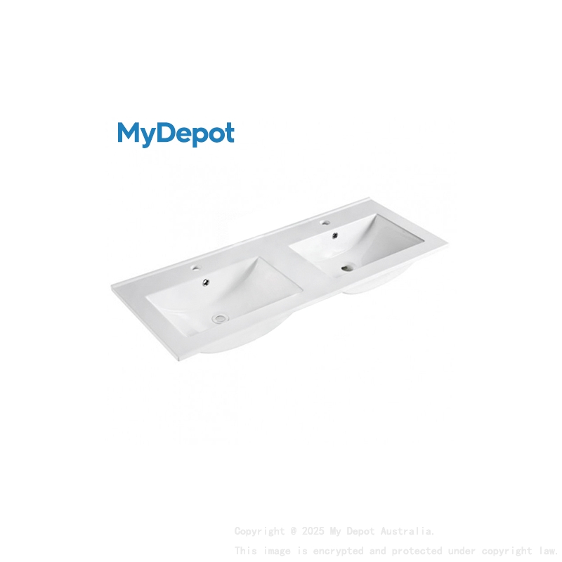 1500mm Gloss White Thin Edge Ceramic Vanity Top Double Basins