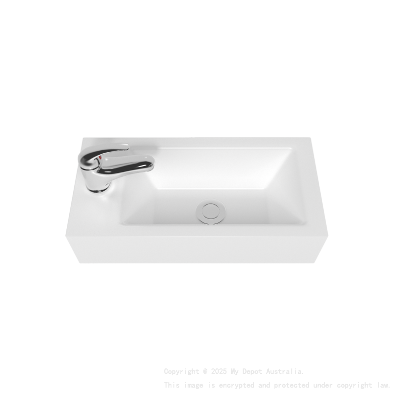 500mm Gloss White Ceramic Vanity Top Left Tap Hole