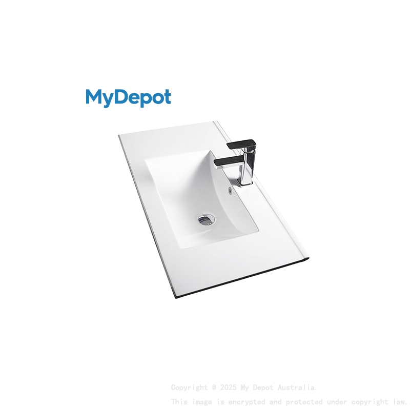 600mm Narrow Gloss White Ceramic Vanity Top