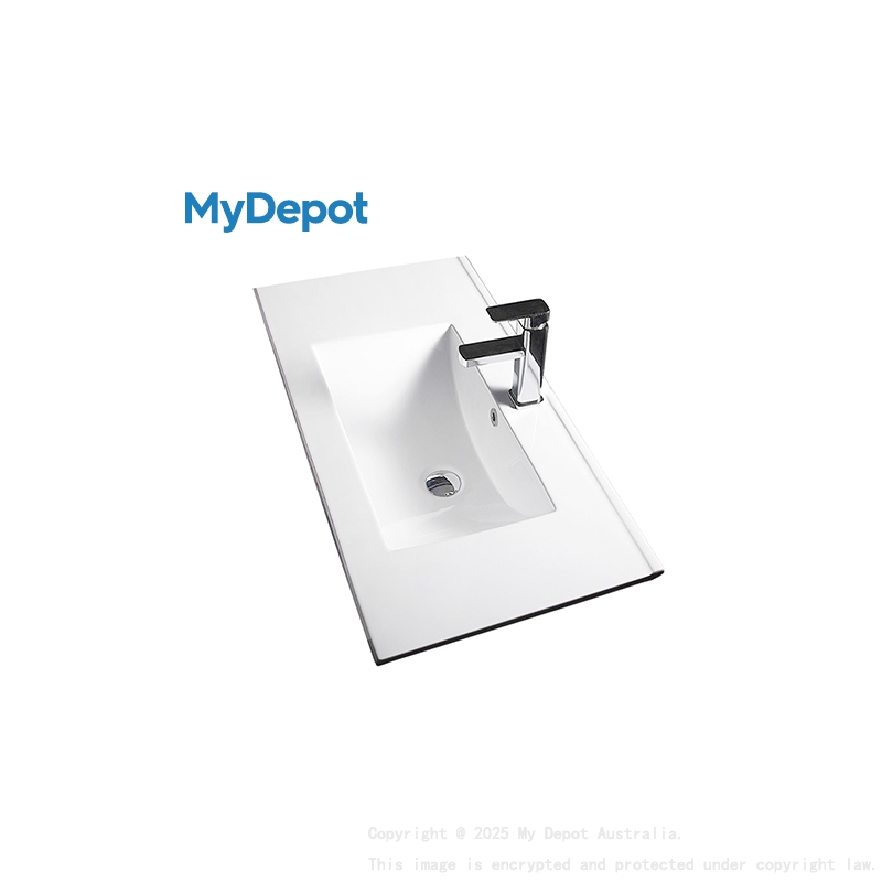 750mm Narrow Gloss White Ceramic Vanity Top