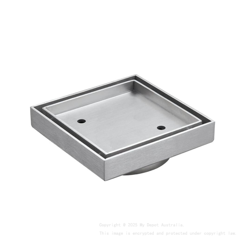 115X115mm Brushed Chrome Square Tile Insert Floor Drain(75mm Outlet)