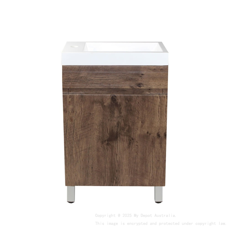 500mm Dark Oak MDF Bathroom Vanity Single Door Free Standing Cabinet Only