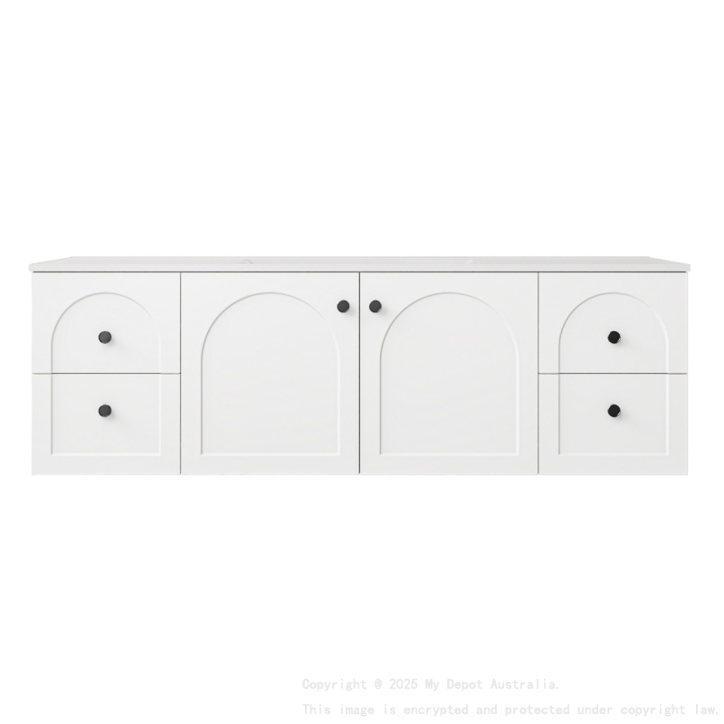 1490*455*470mm Matte White Chester Federation Wall Hung PVC Cabinet
