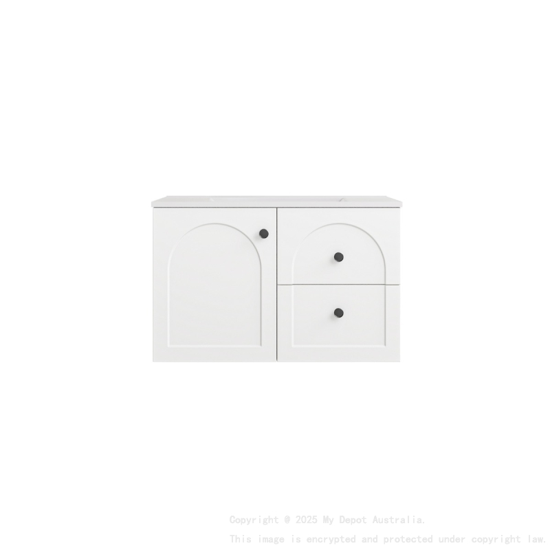740*455*470mm Matte White Chester Federation Wall Hung PVC Cabinet,Right Hand Drawers