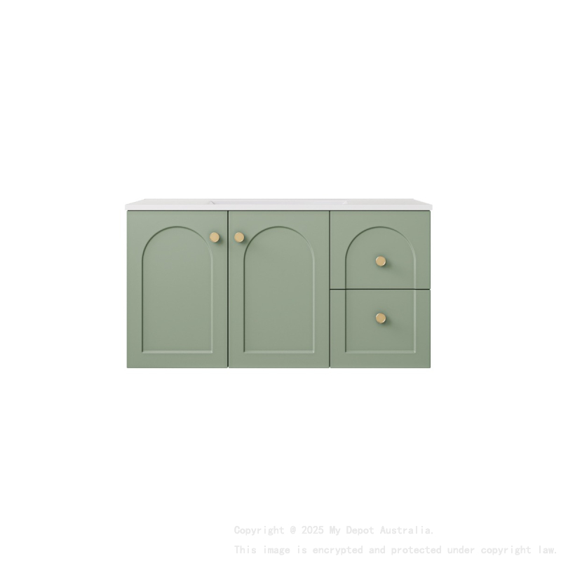 890*455*470mm Olive Green Chester Federation Wall Hung PVC Cabinet,Right Hand Drawers