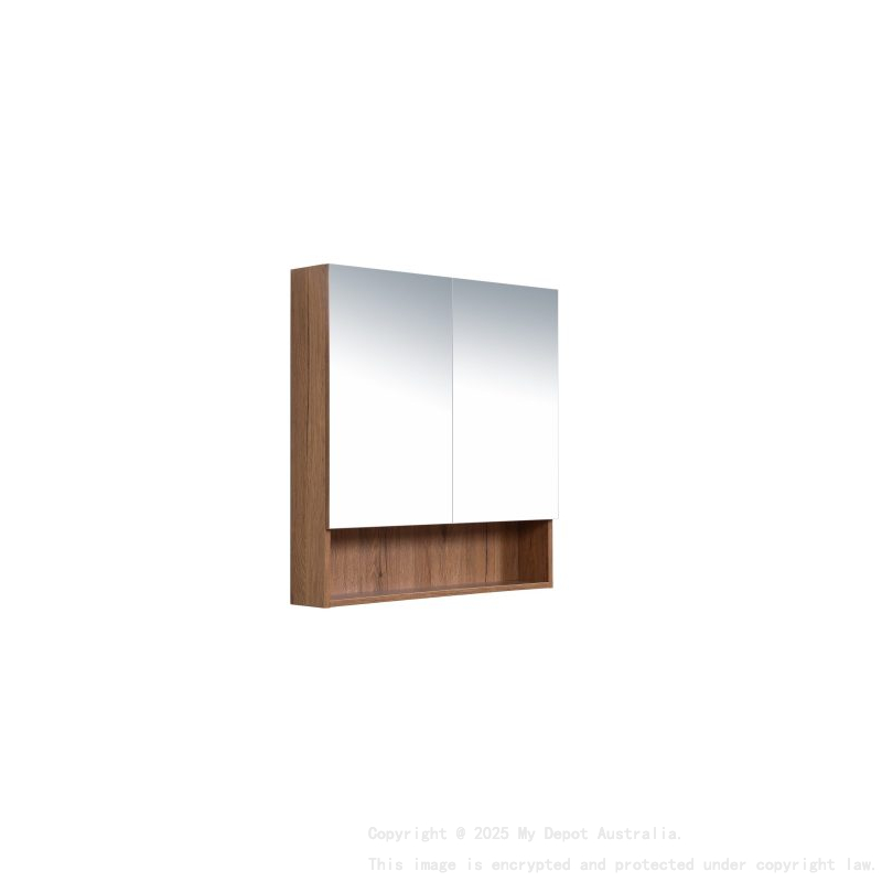 600*150*780mm Canyon Oak Wall Hung Woodgrain Mirror Cabinet Two Doors 