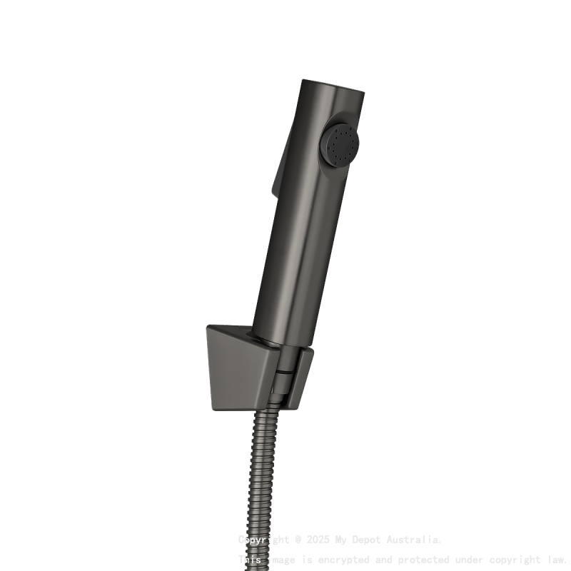 Round Gun Metal Grey ABS Toilet Bidet Spray Kit with Stainless Steel Hose