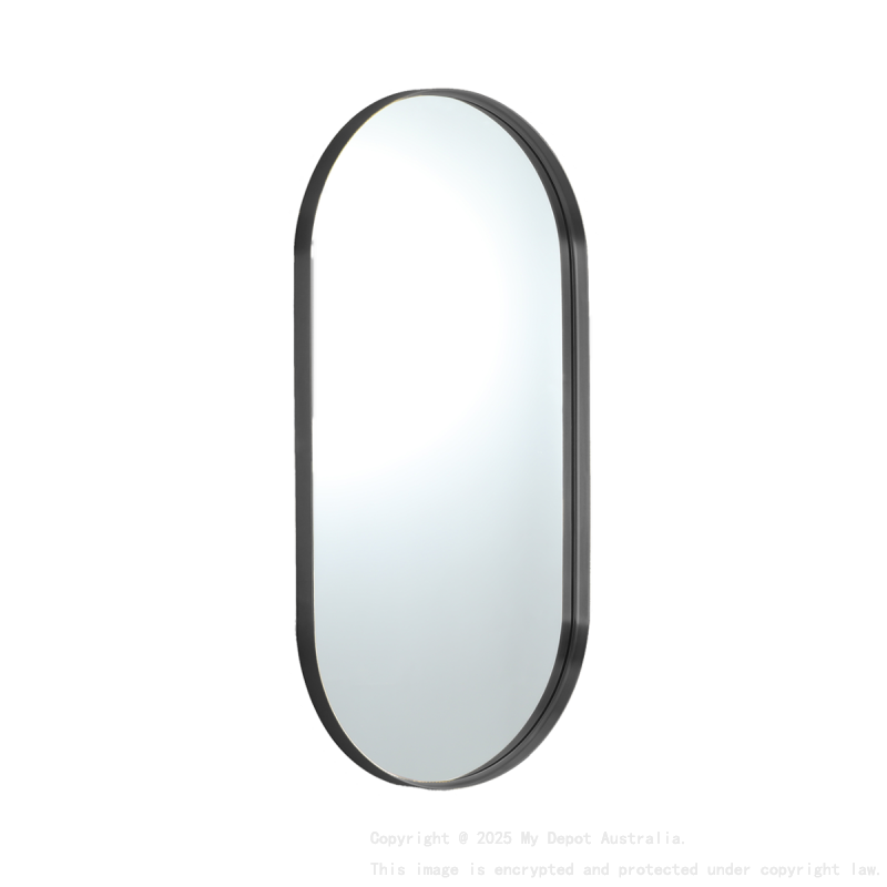 600X1500X35mm Gun Metal Ellips Frame Mirror