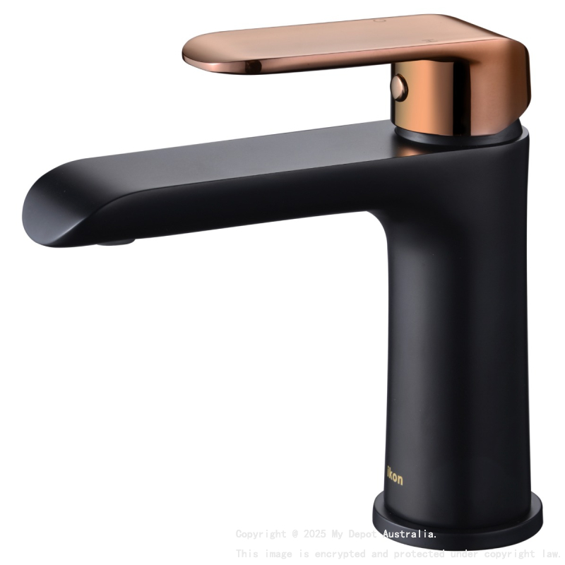 Kara Basin Mixer Black & Rose Gold Handle