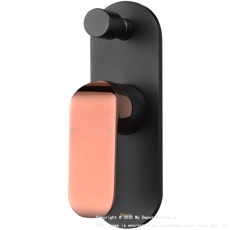Kara Wall Mixer with Diverter Black & Rose Gold Handle