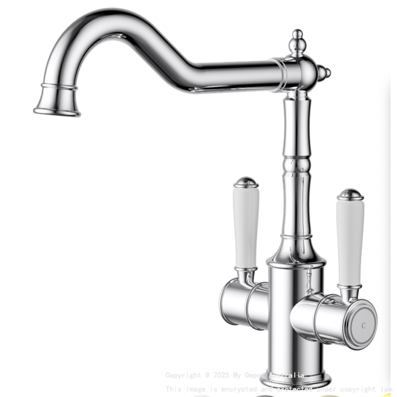 Clasico Twin Handle Sink Mixer Ceramic Handle Chrome