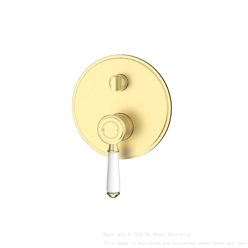 Clasico Wall Diverter Mixer Trim Kits Ceramic handle in Brushed Gold