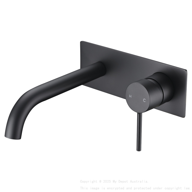 Hali Wall Basin Mixer Curved Spout Matt Black