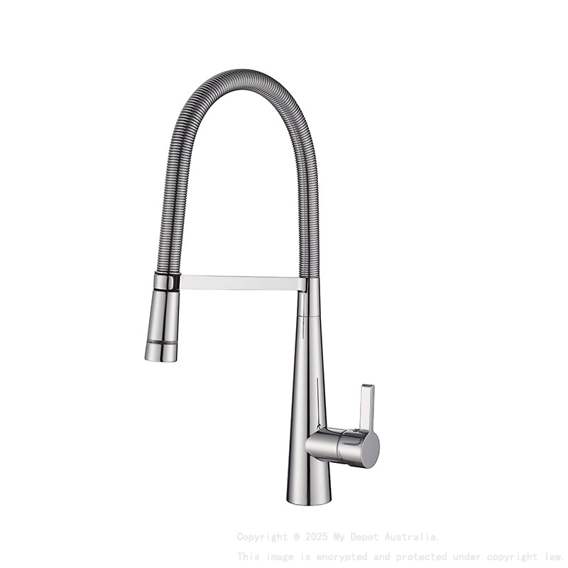 Designer Gooseneck Pull Out Kitchen Mixer With LED Chrome