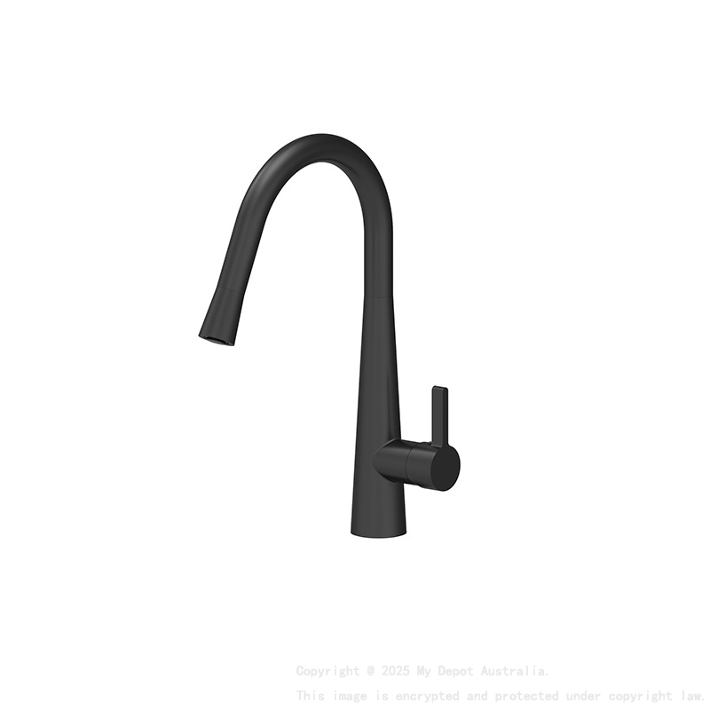Matte Black Designer Gooseneck Pull Out Kitchen Mixer