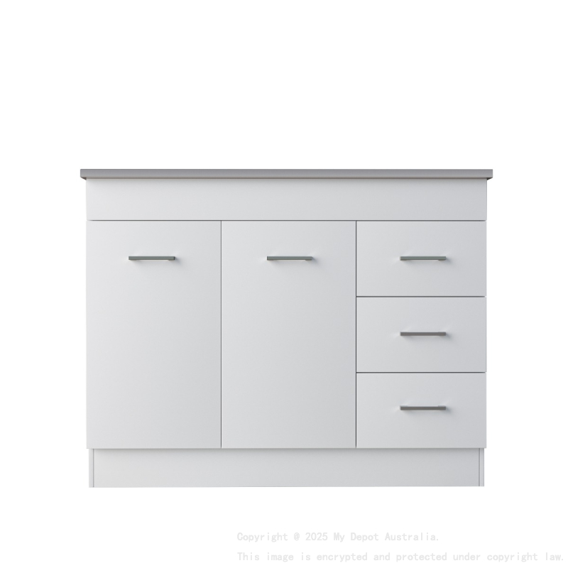 1200MM Gloss White PVC Bathroom Vanity 3R/DW  Free Standing With Kicboard Vanity