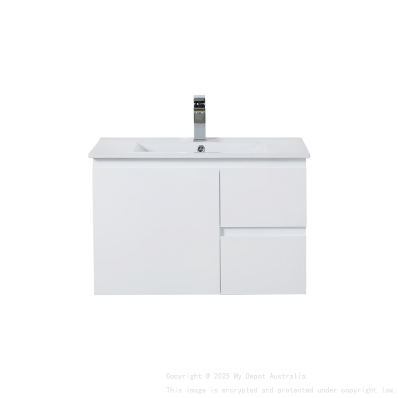 740*455*480mm Gloss White Alpha Wall Hung PVC Vanity,Right Hand Drawers