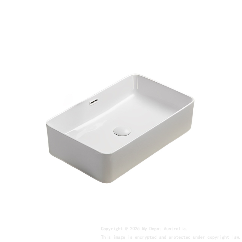 555*360*140mm Gloss White Crete Fine Ceramic Above Counter Basins Overflow 32mm Waste