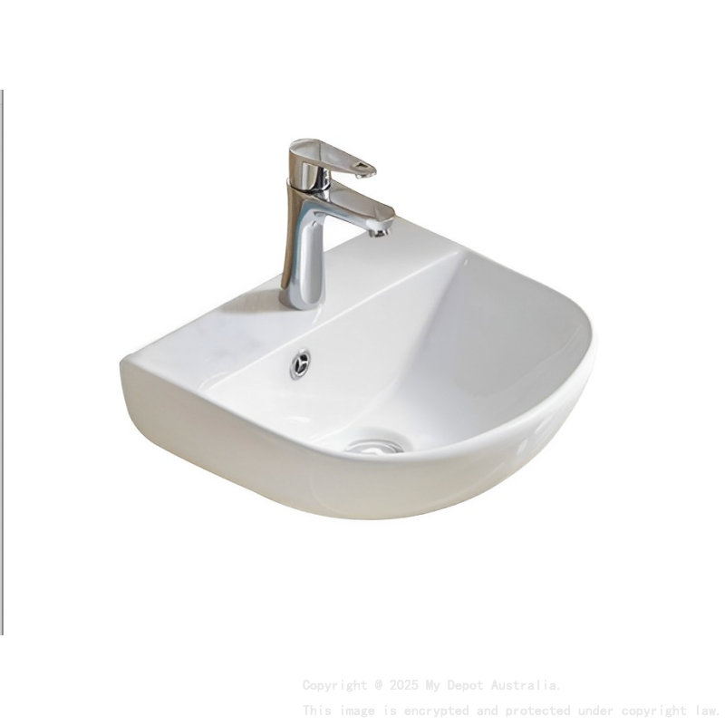440*369*175mm Gloss White Carrida Fine Ceramic Wall Hung Basin Overflow 32mm Waste