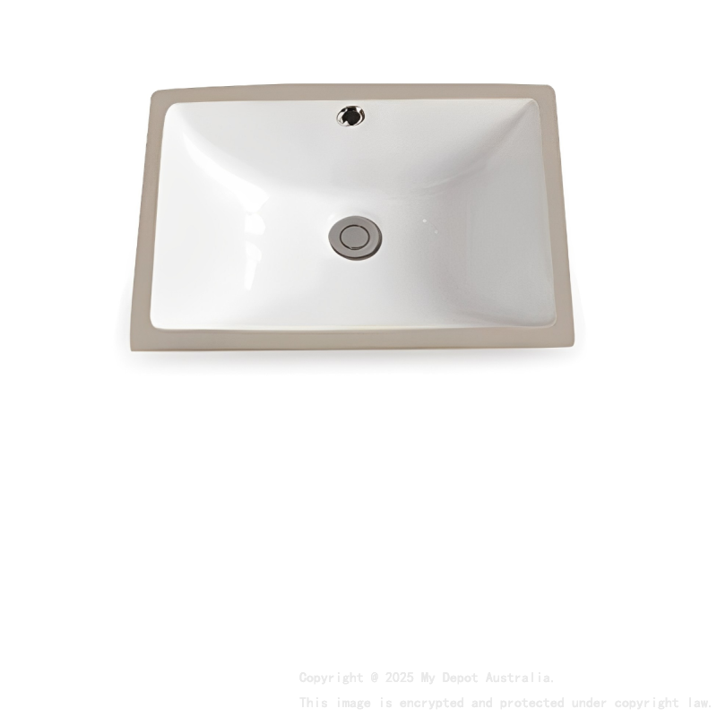 460*335*190mm Gloss White Crete Fine Ceramic Under Counter Basin With Overflow 32mm Waste