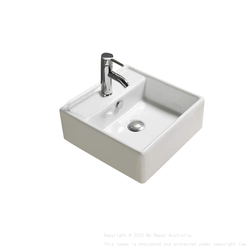 470*463*165mm Gloss White Crete Fine Ceramic Wall Hung/Above Basin Tap Hole With Overflow 32mm Waste
