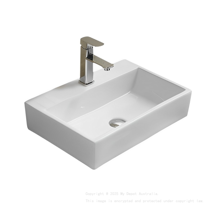 530*360*120mm Gloss White Crete Fine Ceramic Wall Hung/Above Basin Tap Hole No Overflow 32mm Waste
