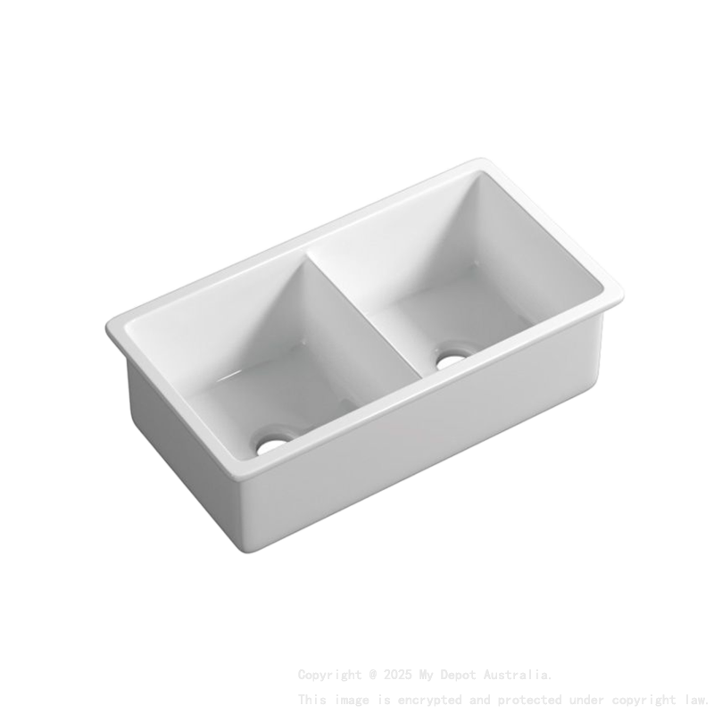 Size:813*483*254mm Gloss White Procida Fine Fireclay Inset/Undermount Sink Double Bowl Grid And Waste Included